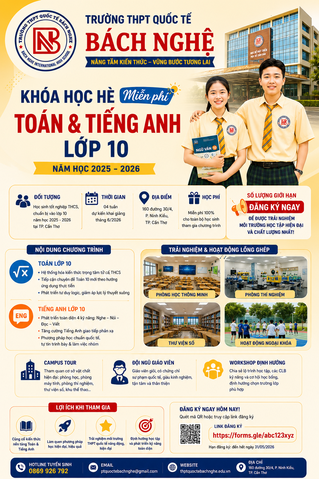 KHÓA TRẢI NGHIỆM HÈ MIỄN PHÍ TOÁN & TIẾNG ANH LỚP 10